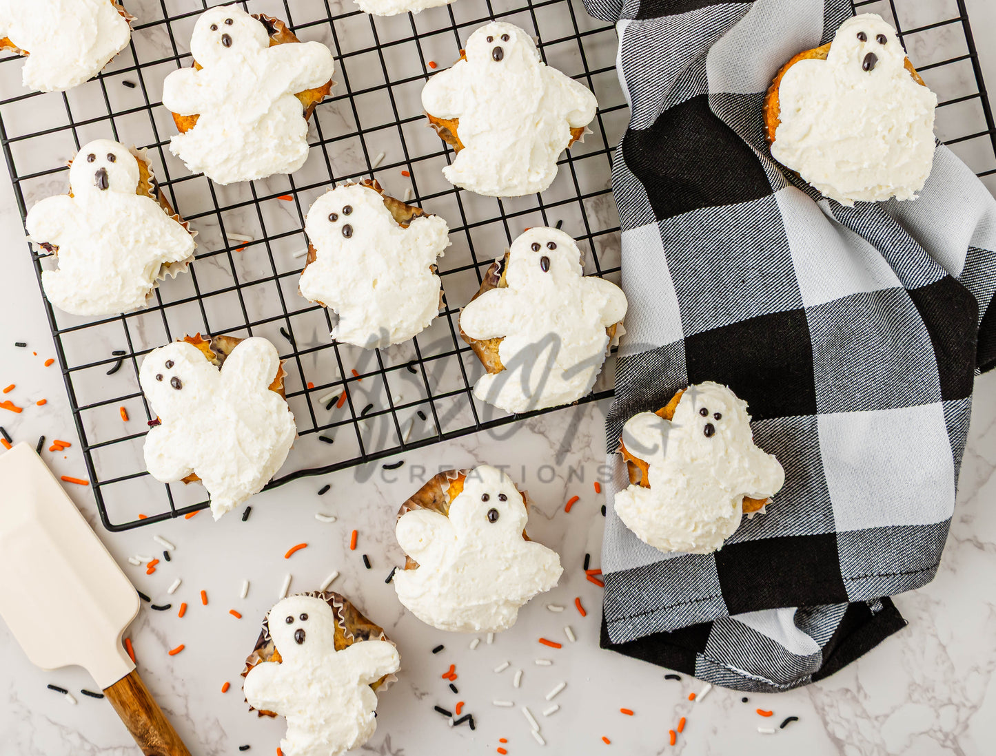 BOO-berry Ghost Muffins w/ SCREAM Cheese Frosting - Set 1 of 3