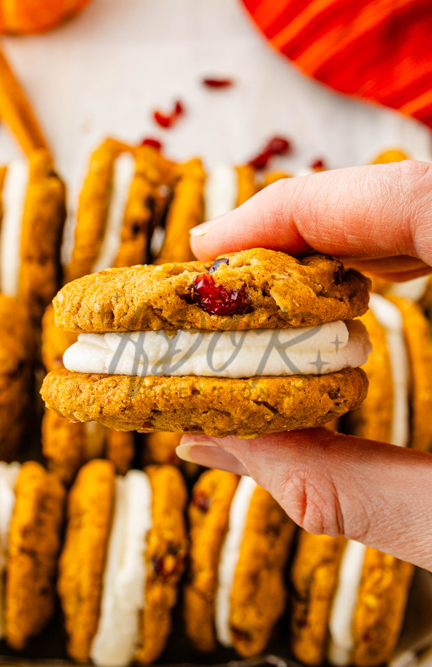 Pumpkin Oatmeal Cranberry Sandwich Cookies - Set 1 of 3