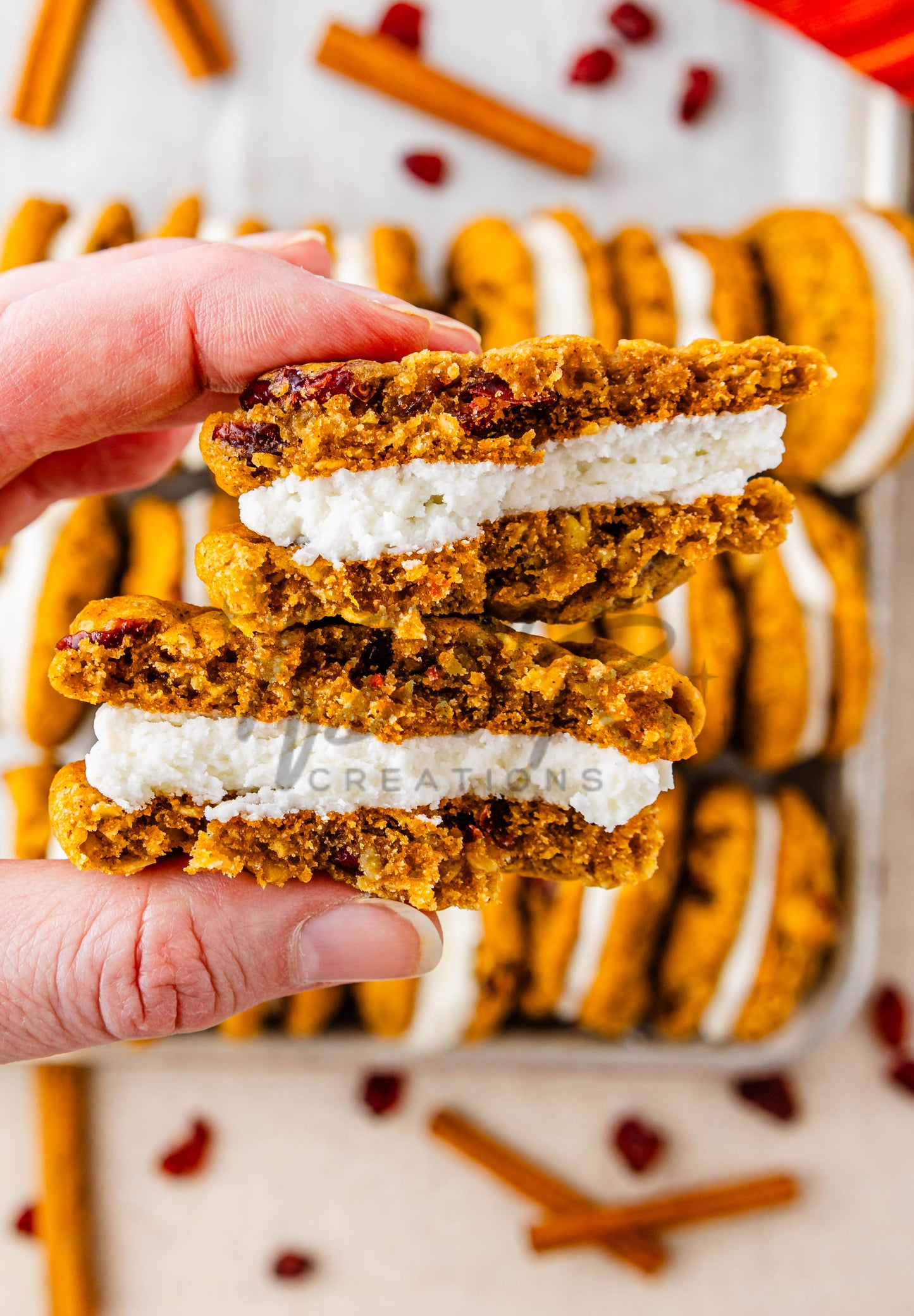 Pumpkin Oatmeal Cranberry Sandwich Cookies - Set 1 of 3