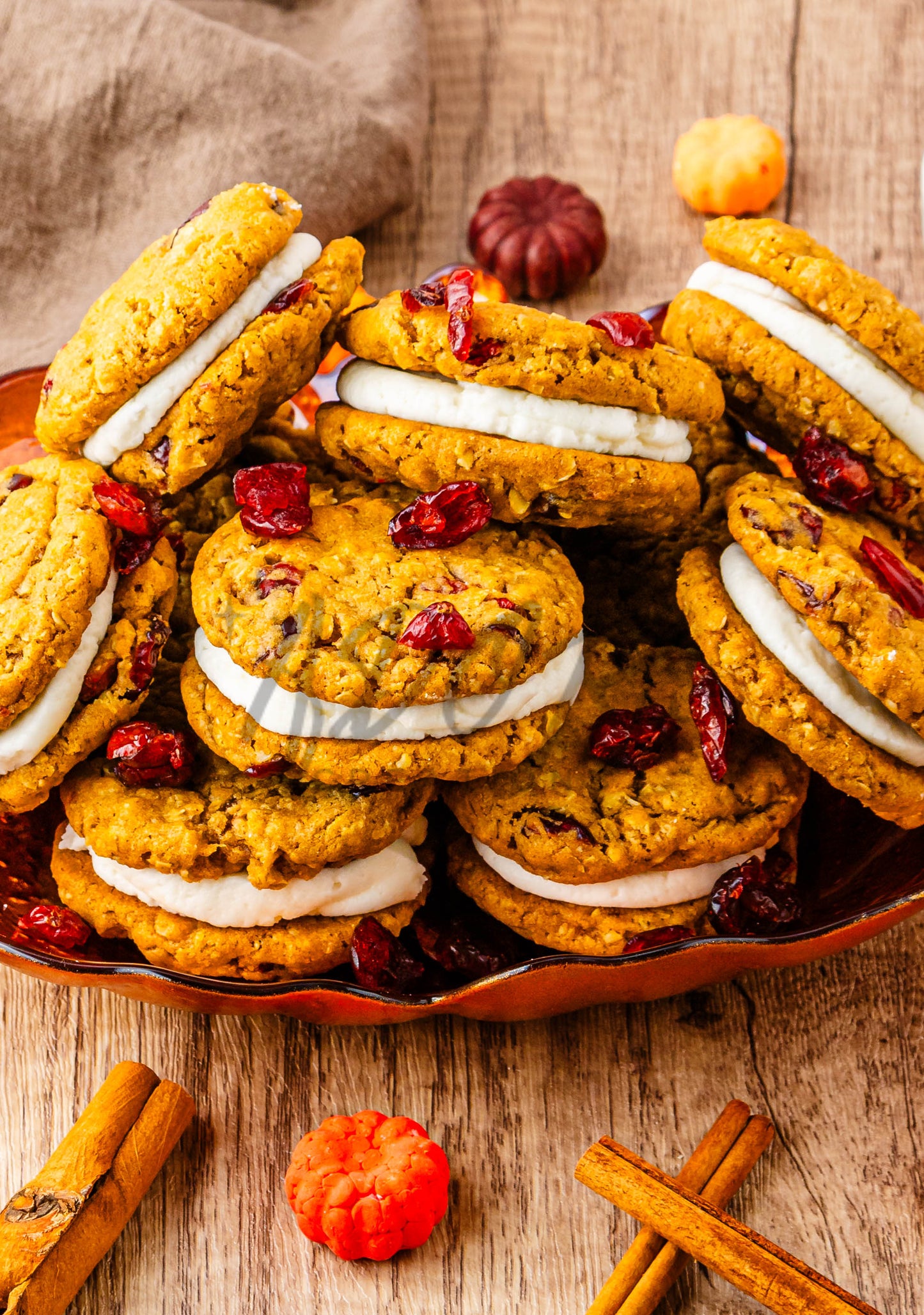 Pumpkin Oatmeal Cranberry Sandwich Cookies - Set 2 of 3