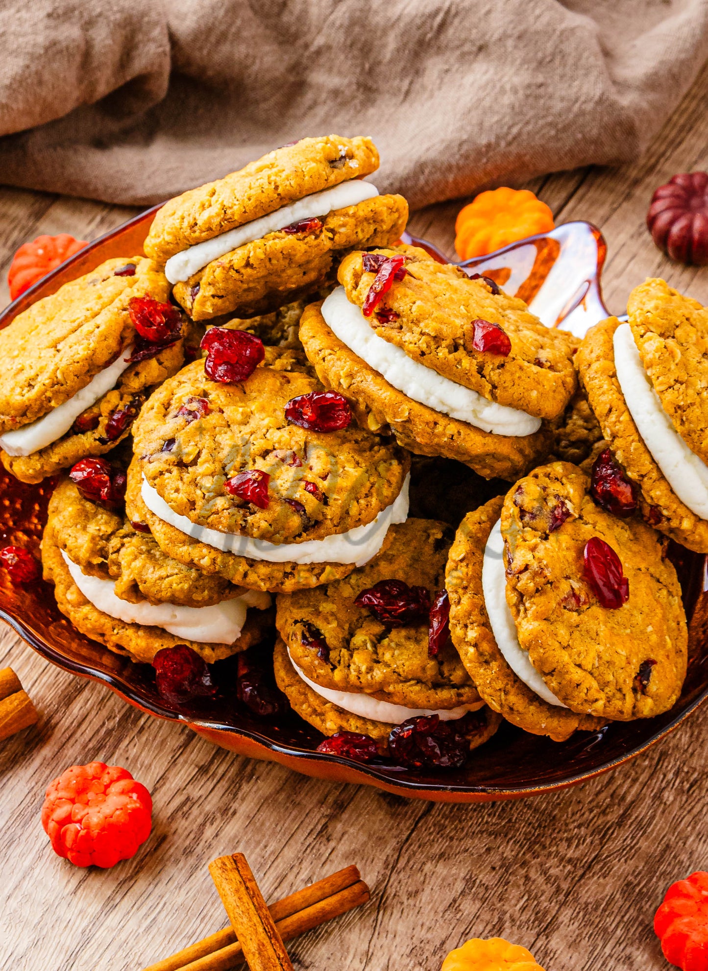 Pumpkin Oatmeal Cranberry Sandwich Cookies - Set 2 of 3