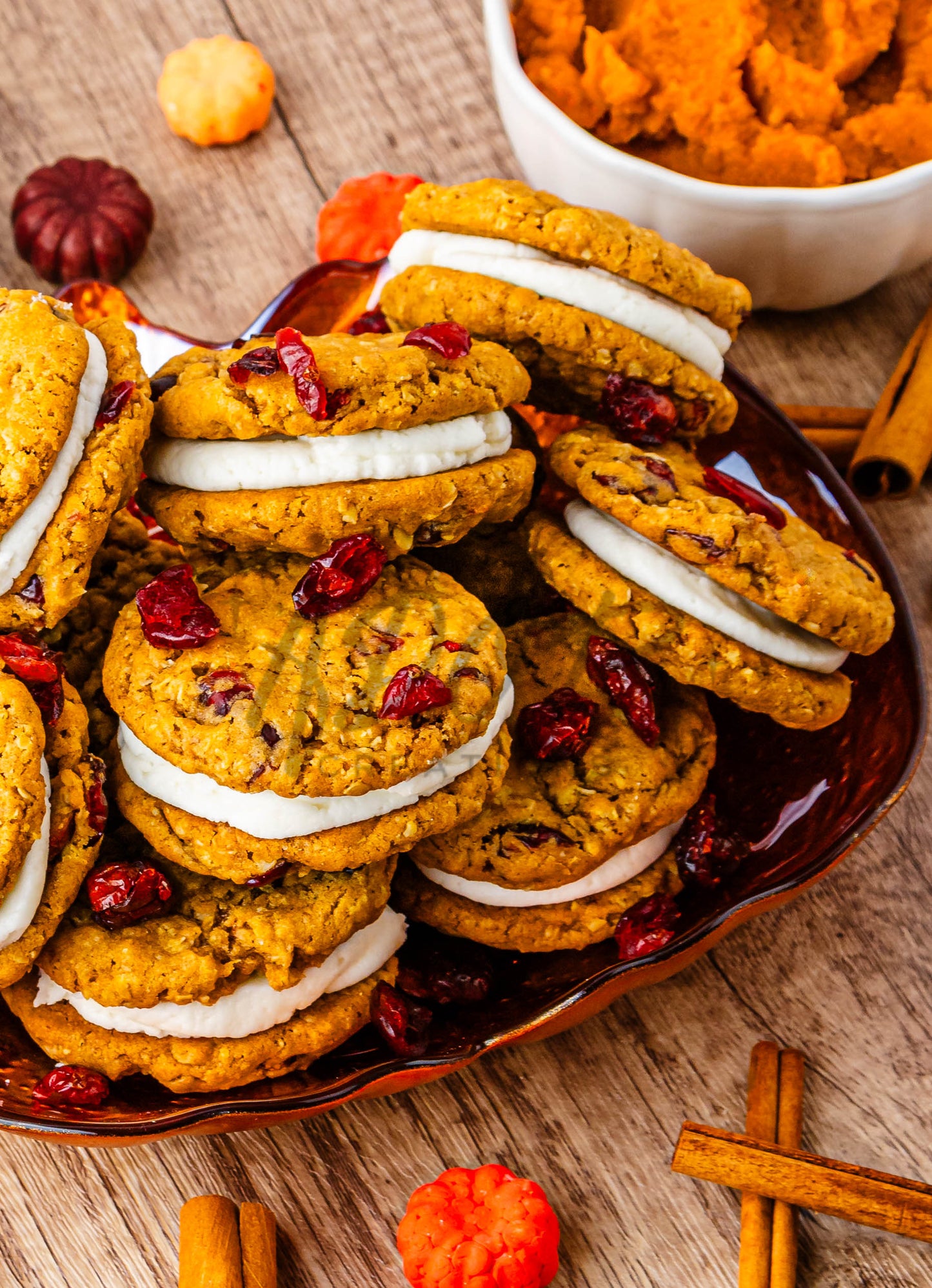 Pumpkin Oatmeal Cranberry Sandwich Cookies - Set 2 of 3