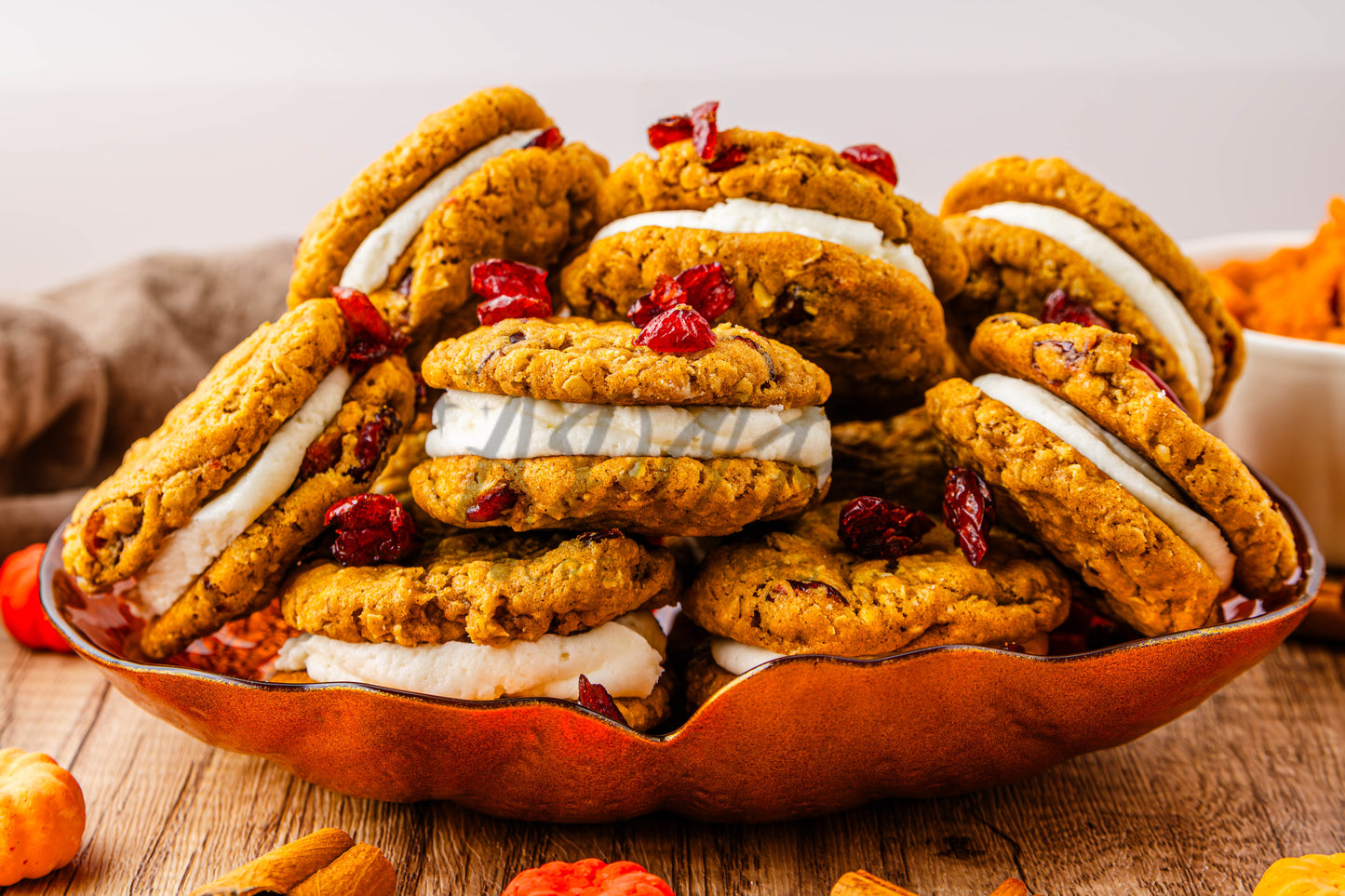 Pumpkin Oatmeal Cranberry Sandwich Cookies - Set 2 of 3