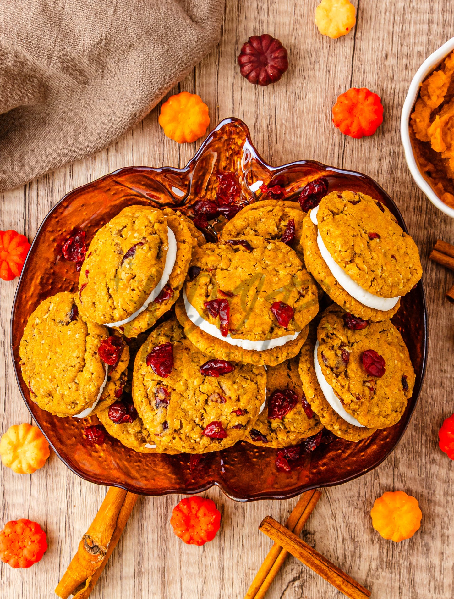 Pumpkin Oatmeal Cranberry Sandwich Cookies - Set 2 of 3
