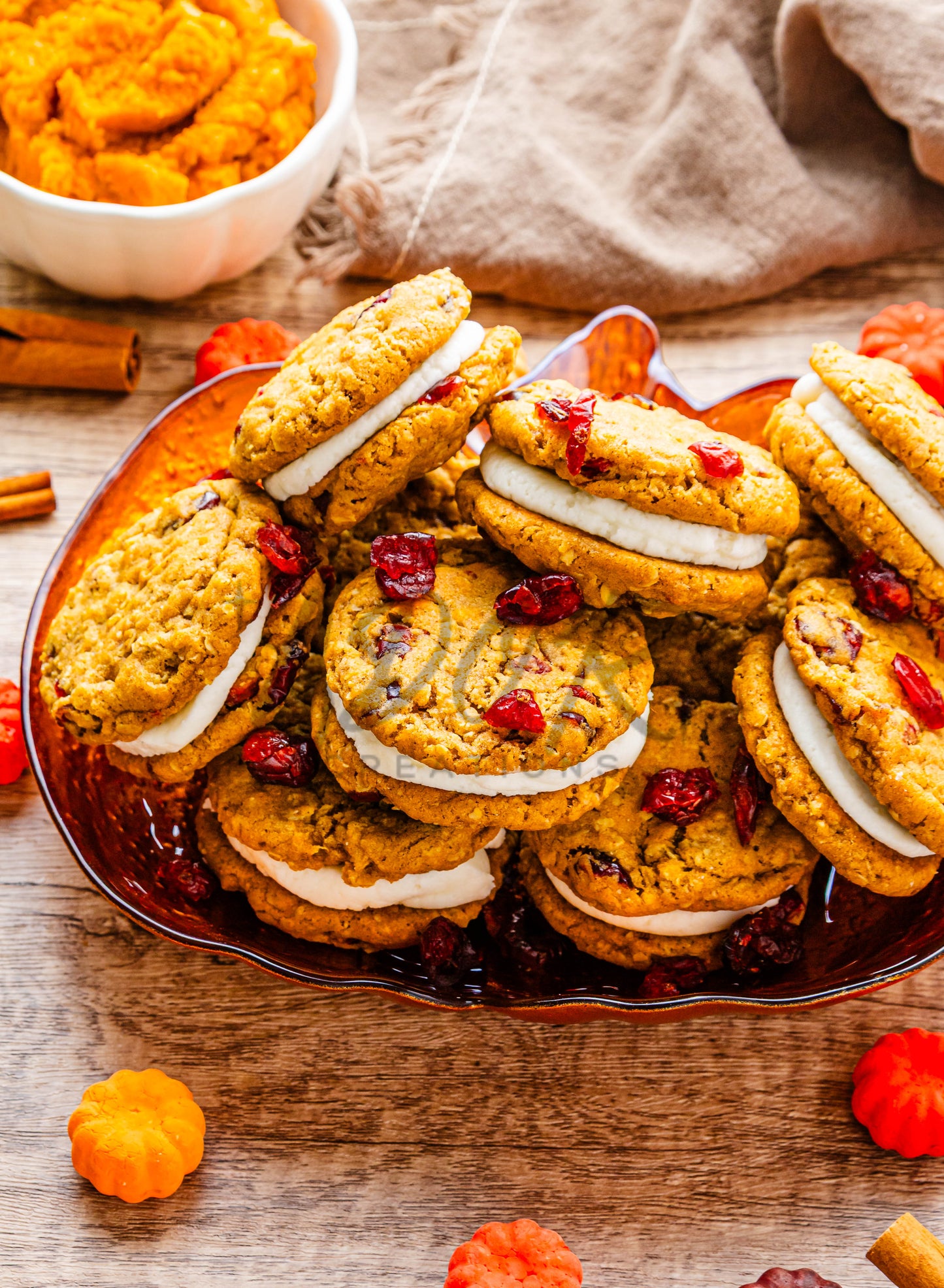 Pumpkin Oatmeal Cranberry Sandwich Cookies - Set 2 of 3