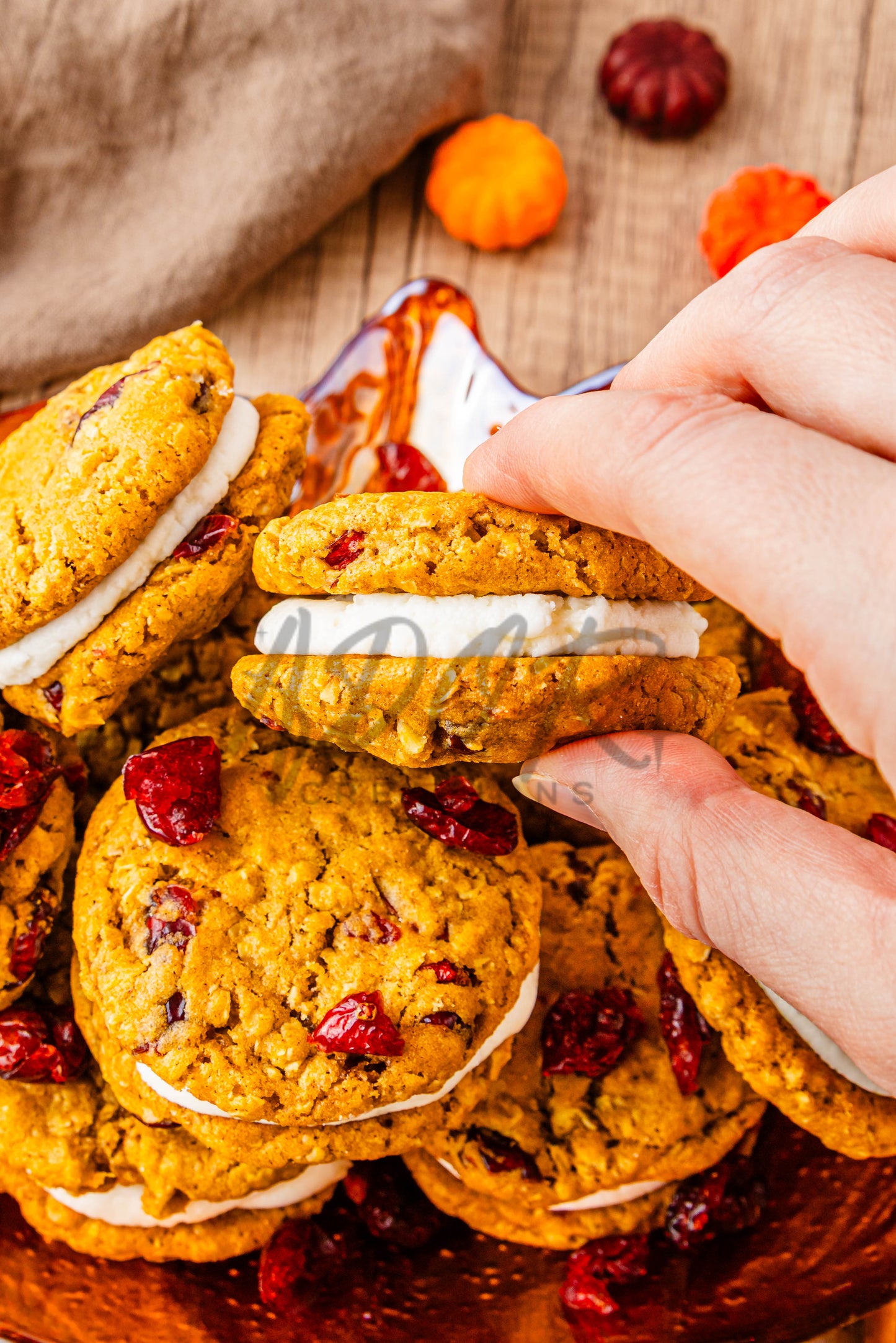Pumpkin Oatmeal Cranberry Sandwich Cookies - Set 2 of 3