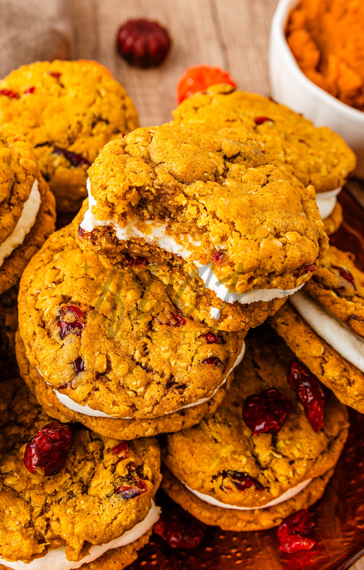 Pumpkin Oatmeal Cranberry Sandwich Cookies - Set 2 of 3