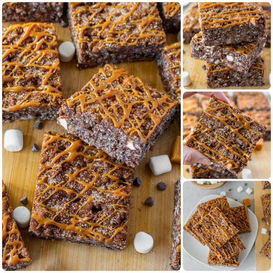 Chocolate Churro Rice Krispie Treats w/ Caramel Drizzle - Set 1 of 3