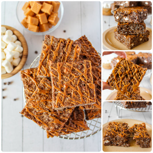 Chocolate Churro Rice Krispie Treats w/ Caramel Drizzle - Set 3 of 3