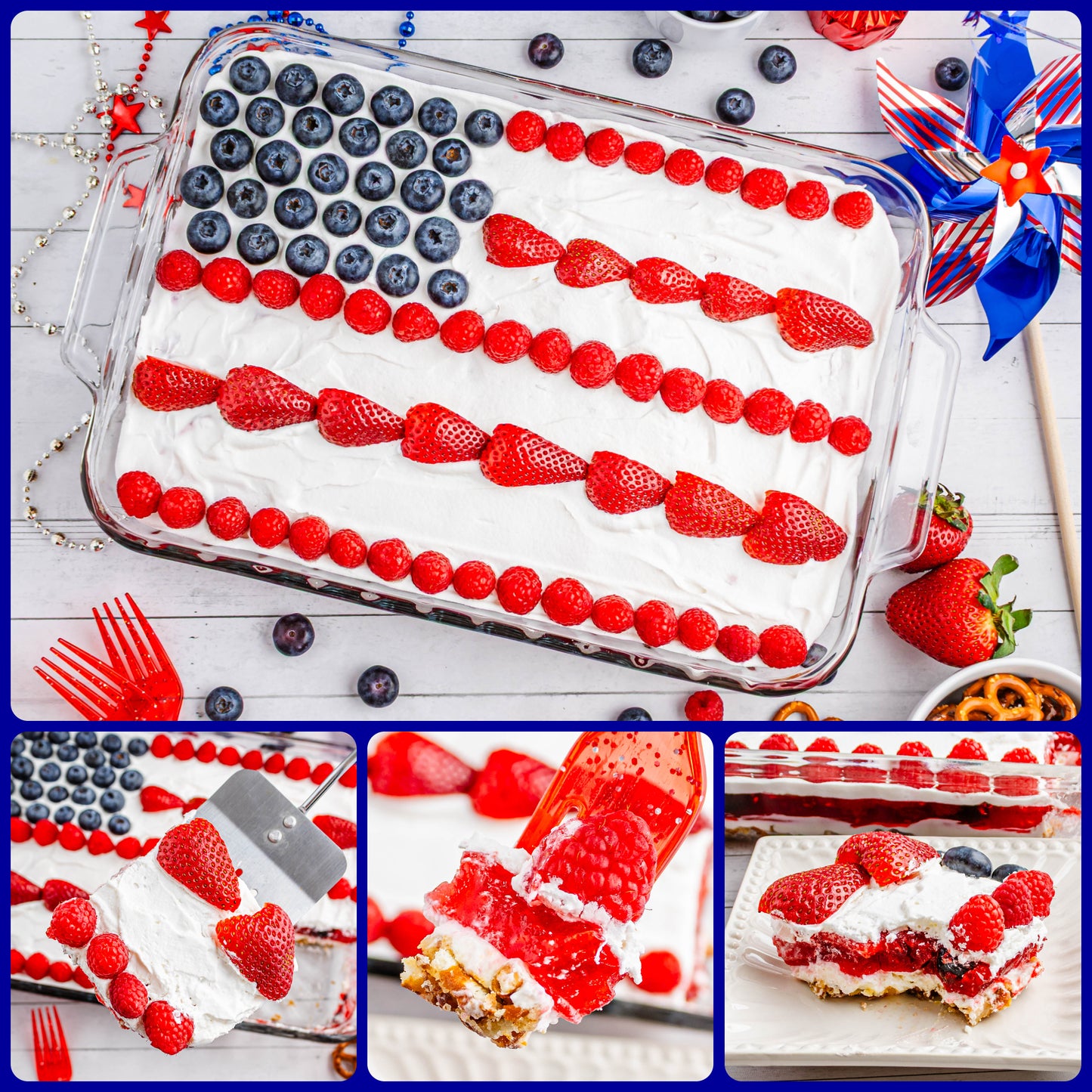 Patriotic Triple Berry Pretzel Salad - EXCLUSIVE