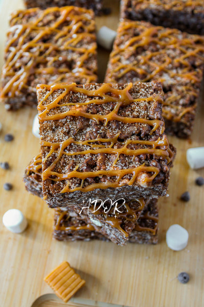 Chocolate Churro Rice Krispie Treats w/ Caramel Drizzle - Set 1 of 3