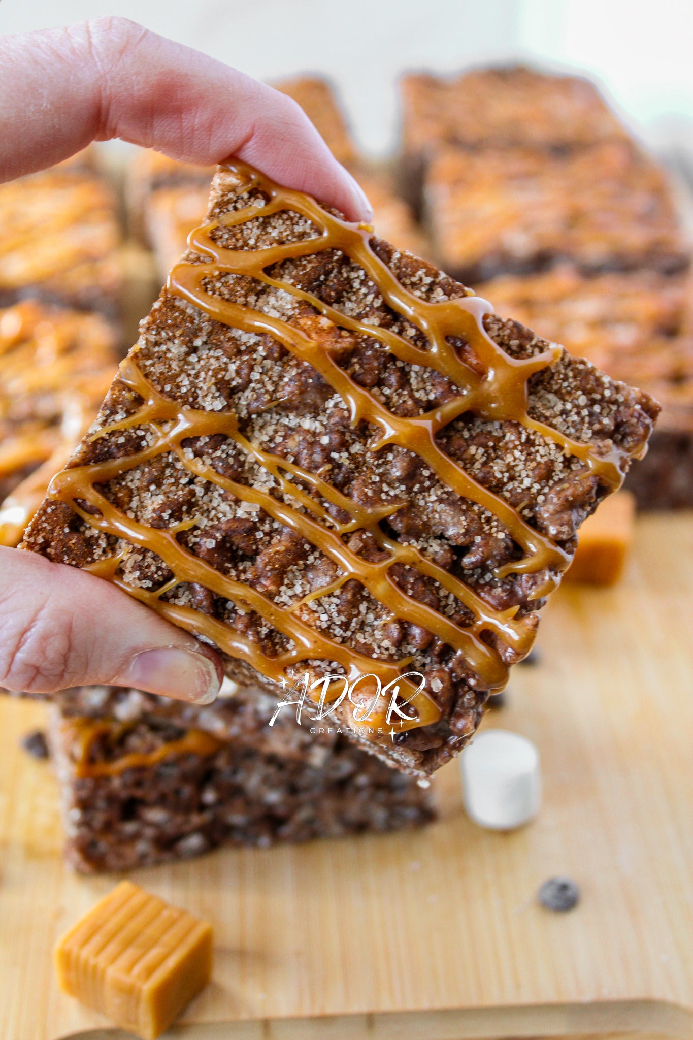 Chocolate Churro Rice Krispie Treats w/ Caramel Drizzle - Set 1 of 3