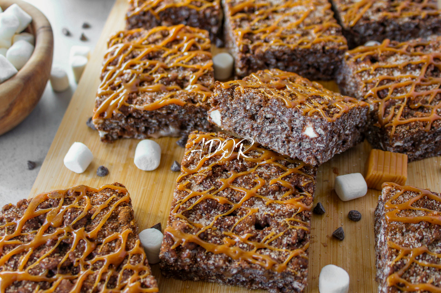 Chocolate Churro Rice Krispie Treats w/ Caramel Drizzle - Set 1 of 3