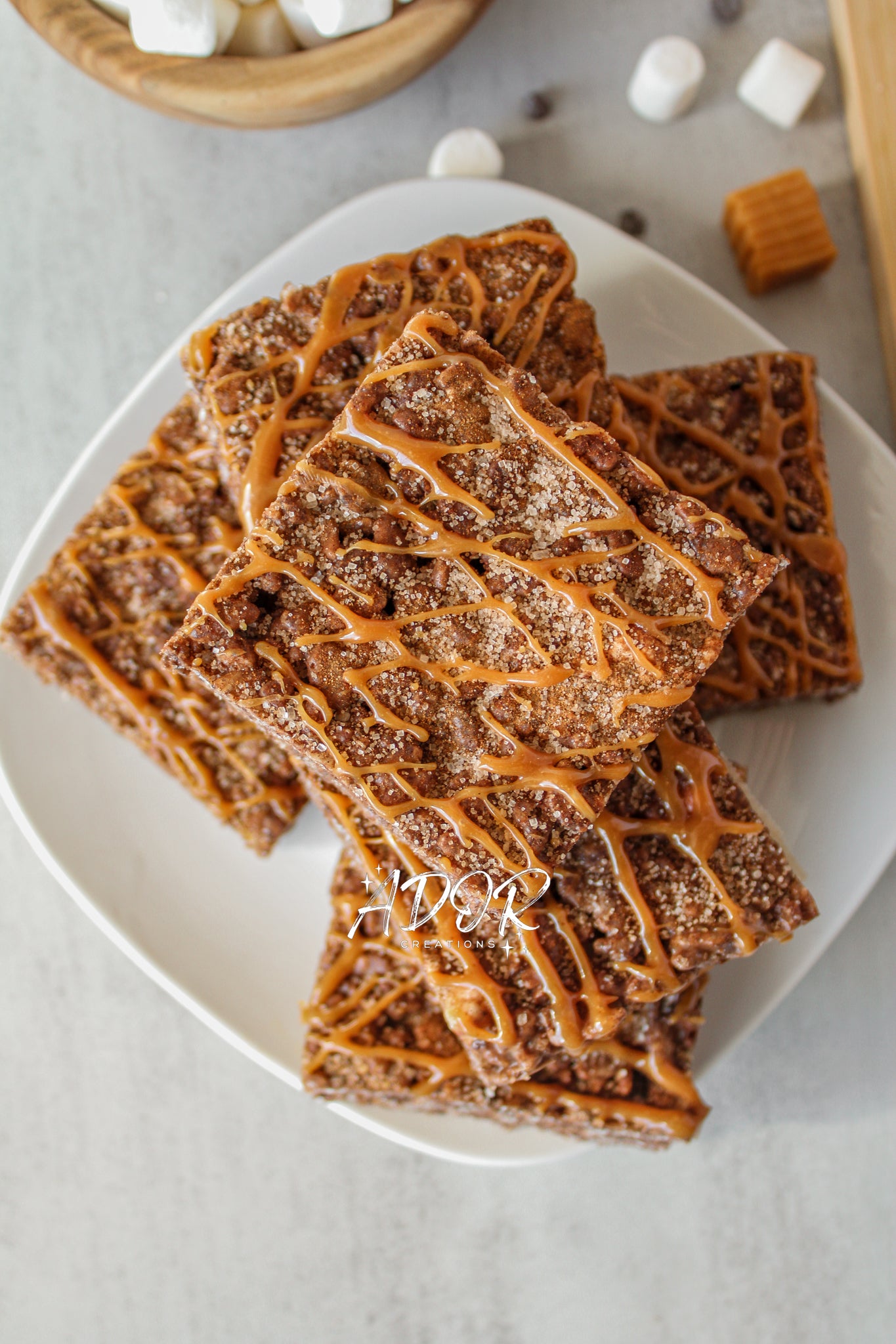 Chocolate Churro Rice Krispie Treats w/ Caramel Drizzle - Set 1 of 3