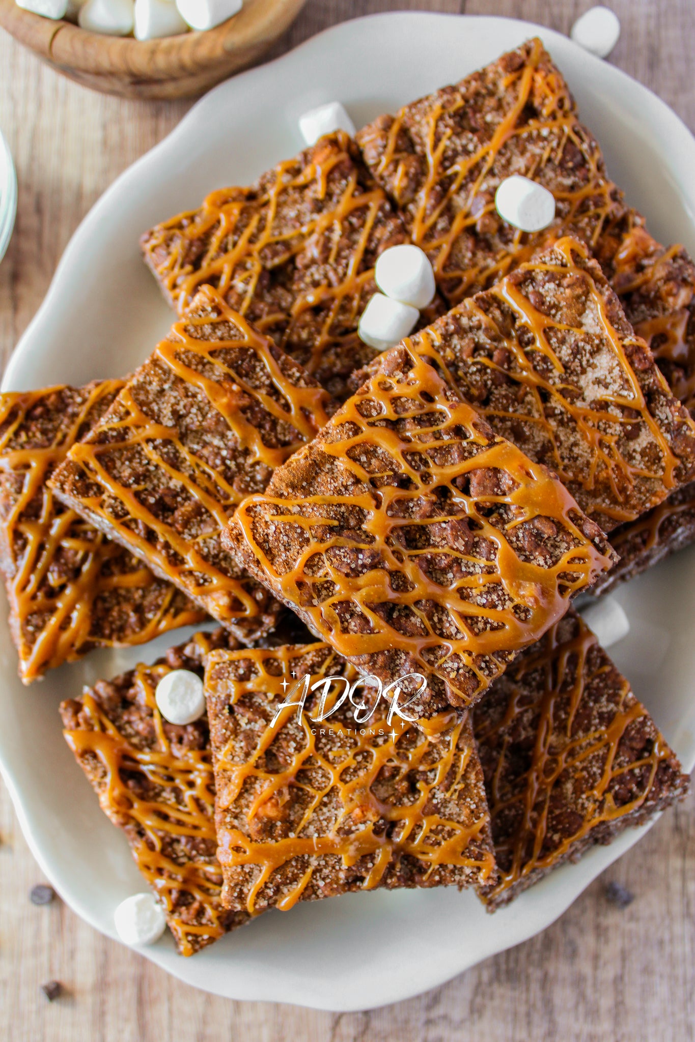 Chocolate Churro Rice Krispie Treats w/ Caramel Drizzle - Set 2 of 3