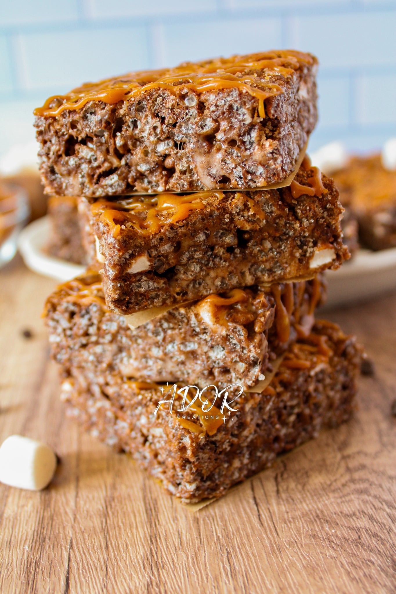 Chocolate Churro Rice Krispie Treats w/ Caramel Drizzle - Set 2 of 3