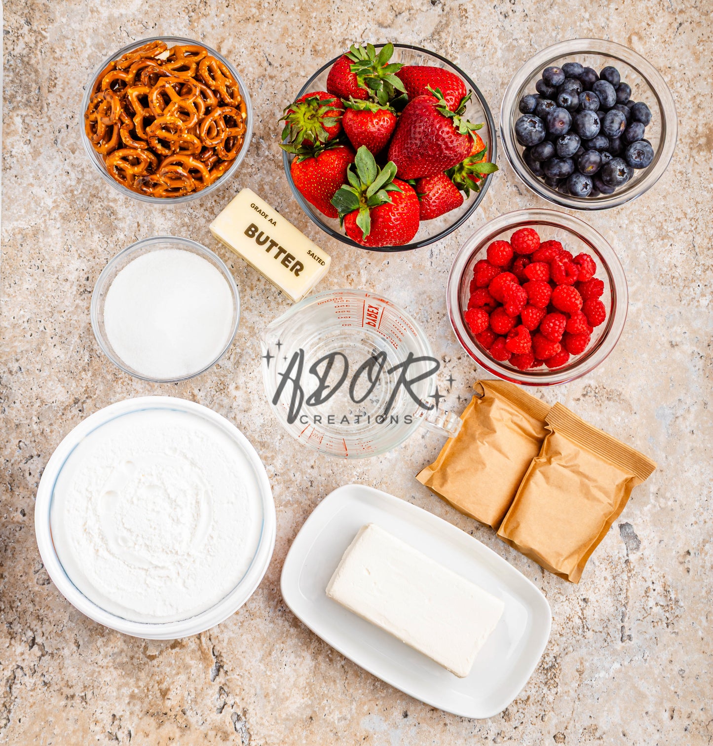 Patriotic Triple Berry Pretzel Salad - EXCLUSIVE