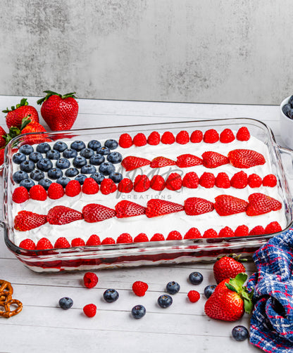 Patriotic Triple Berry Pretzel Salad - EXCLUSIVE