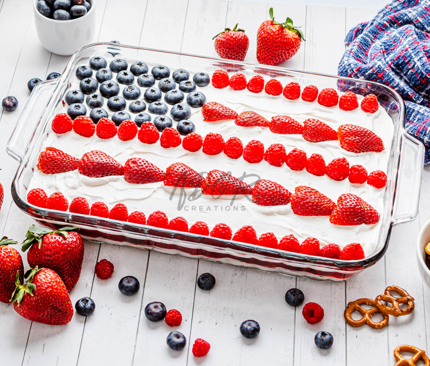 Patriotic Triple Berry Pretzel Salad - EXCLUSIVE