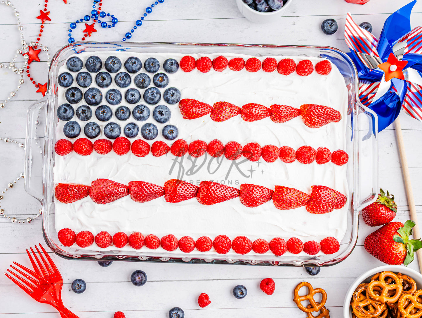 Patriotic Triple Berry Pretzel Salad - EXCLUSIVE
