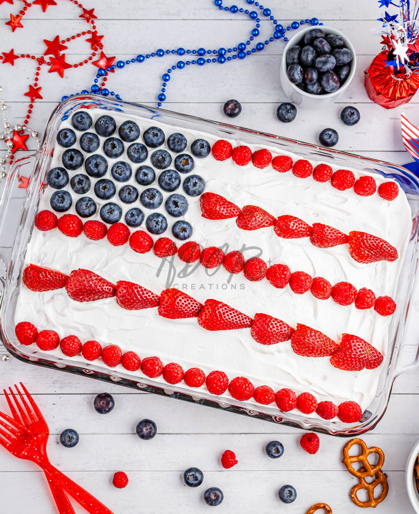 Patriotic Triple Berry Pretzel Salad - EXCLUSIVE