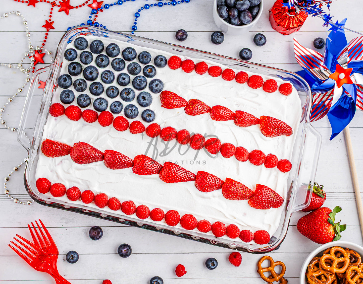 Patriotic Triple Berry Pretzel Salad - EXCLUSIVE