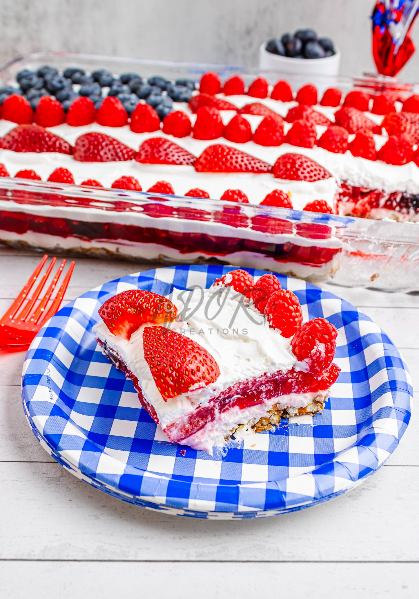 Patriotic Triple Berry Pretzel Salad - EXCLUSIVE