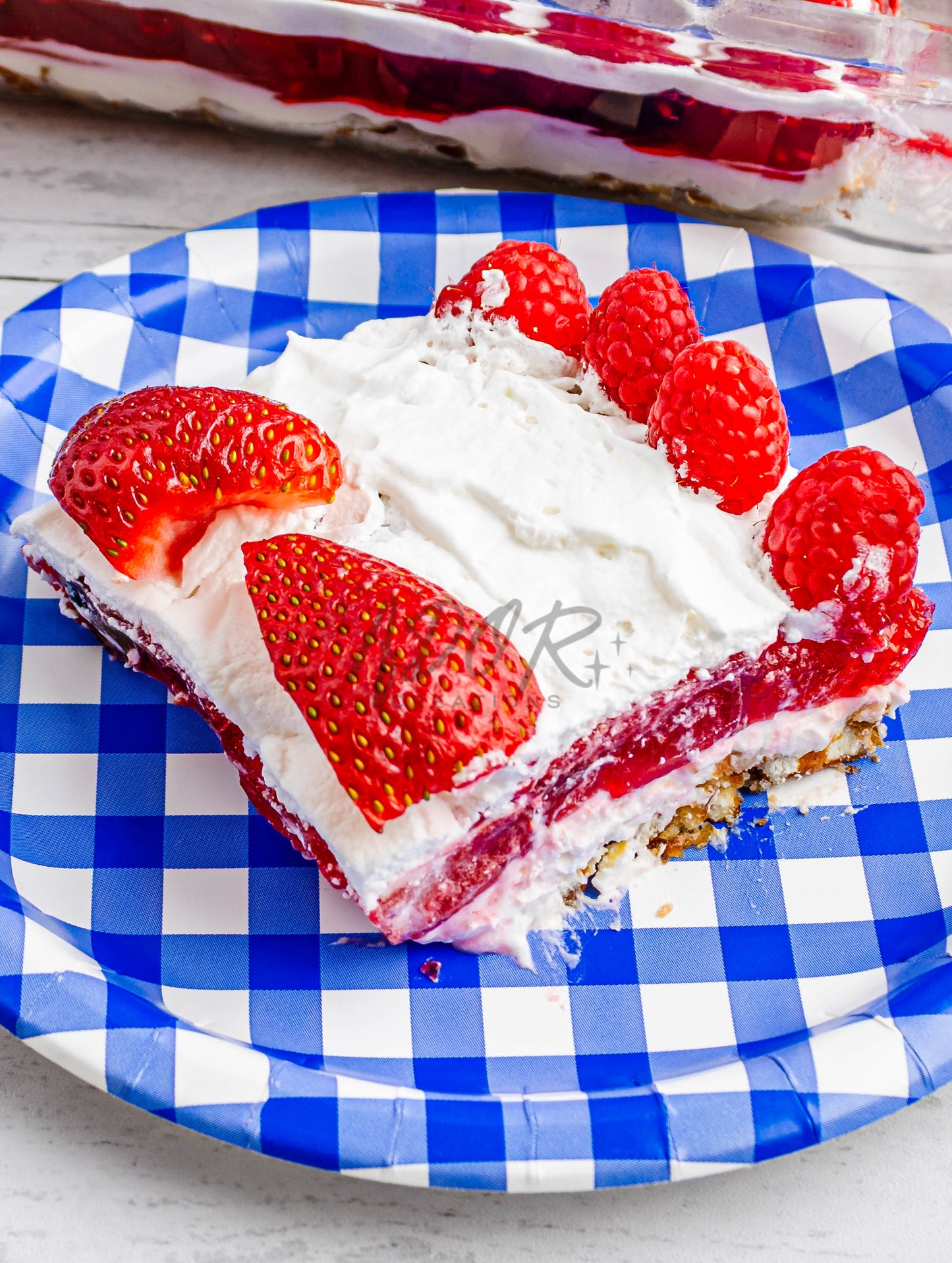 Patriotic Triple Berry Pretzel Salad - EXCLUSIVE