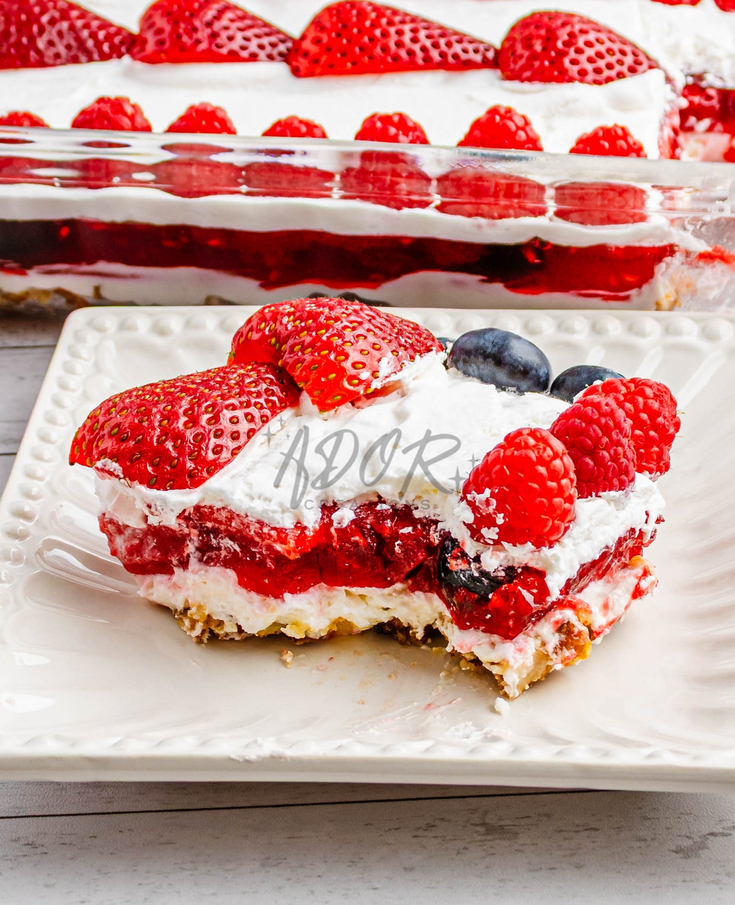 Patriotic Triple Berry Pretzel Salad - EXCLUSIVE