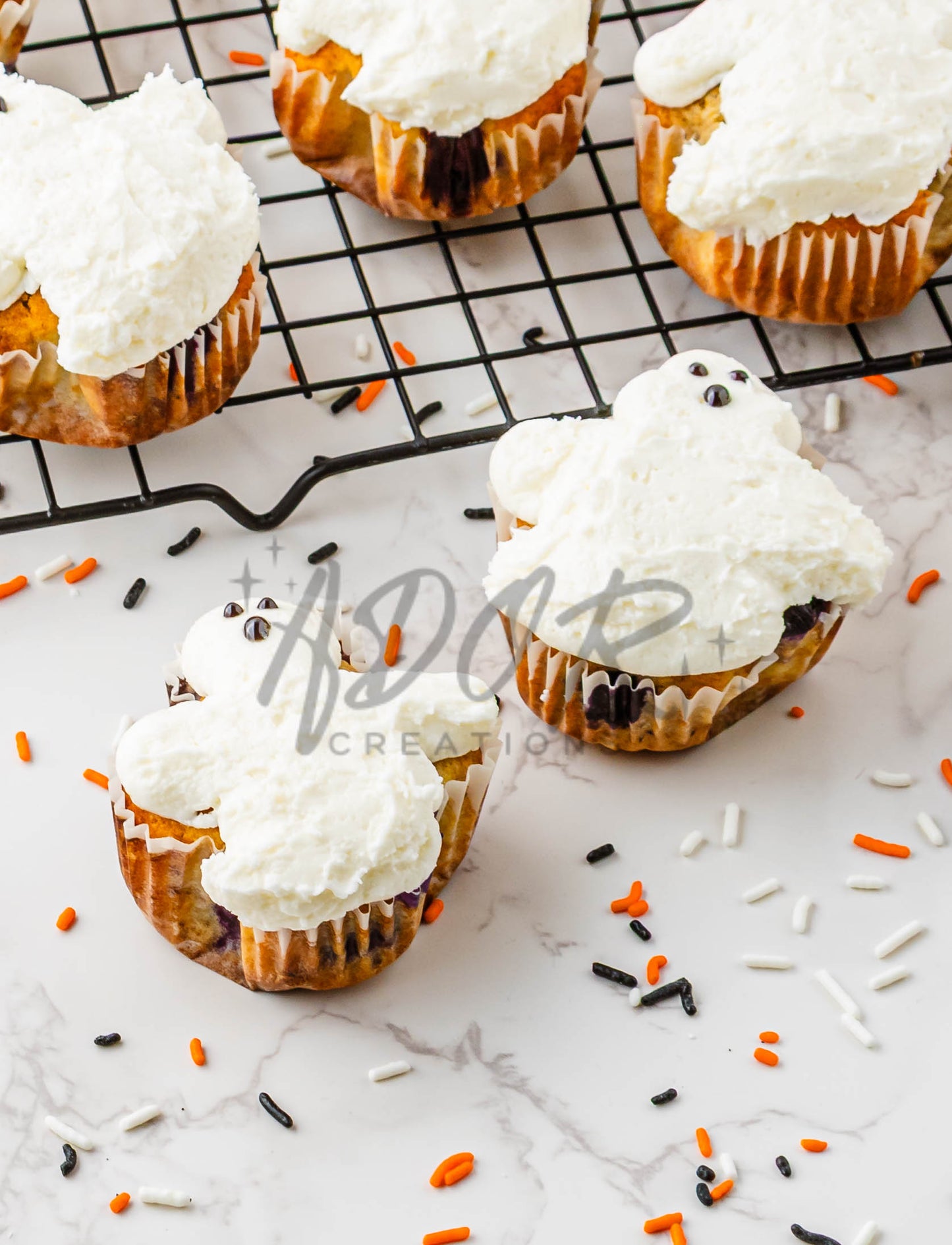 BOO-berry Ghost Muffins w/ SCREAM Cheese Frosting - Set 1 of 3