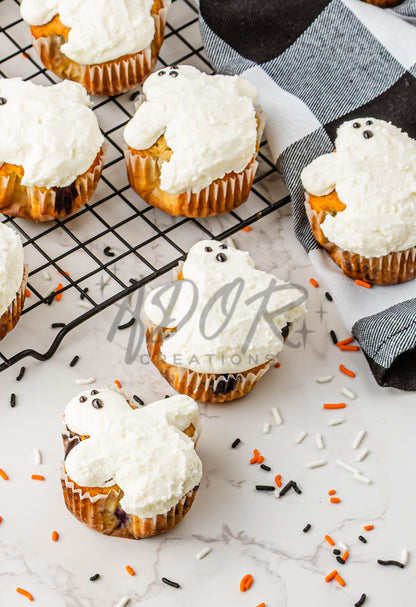 BOO-berry Ghost Muffins w/ SCREAM Cheese Frosting - Set 1 of 3