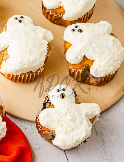 BOO-berry Ghost Muffins w/ SCREAM Cheese Frosting - Set 3 of 3