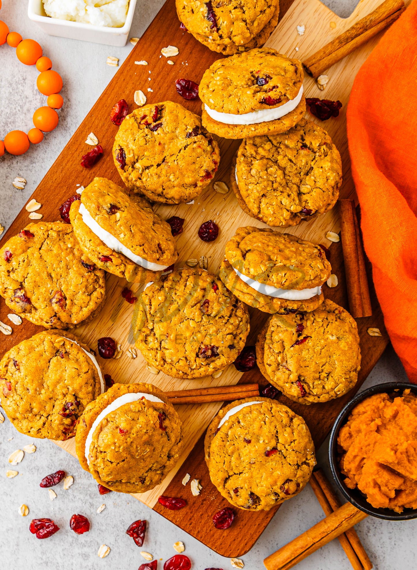 Pumpkin Oatmeal Cranberry Sandwich Cookies - Set 3 of 3