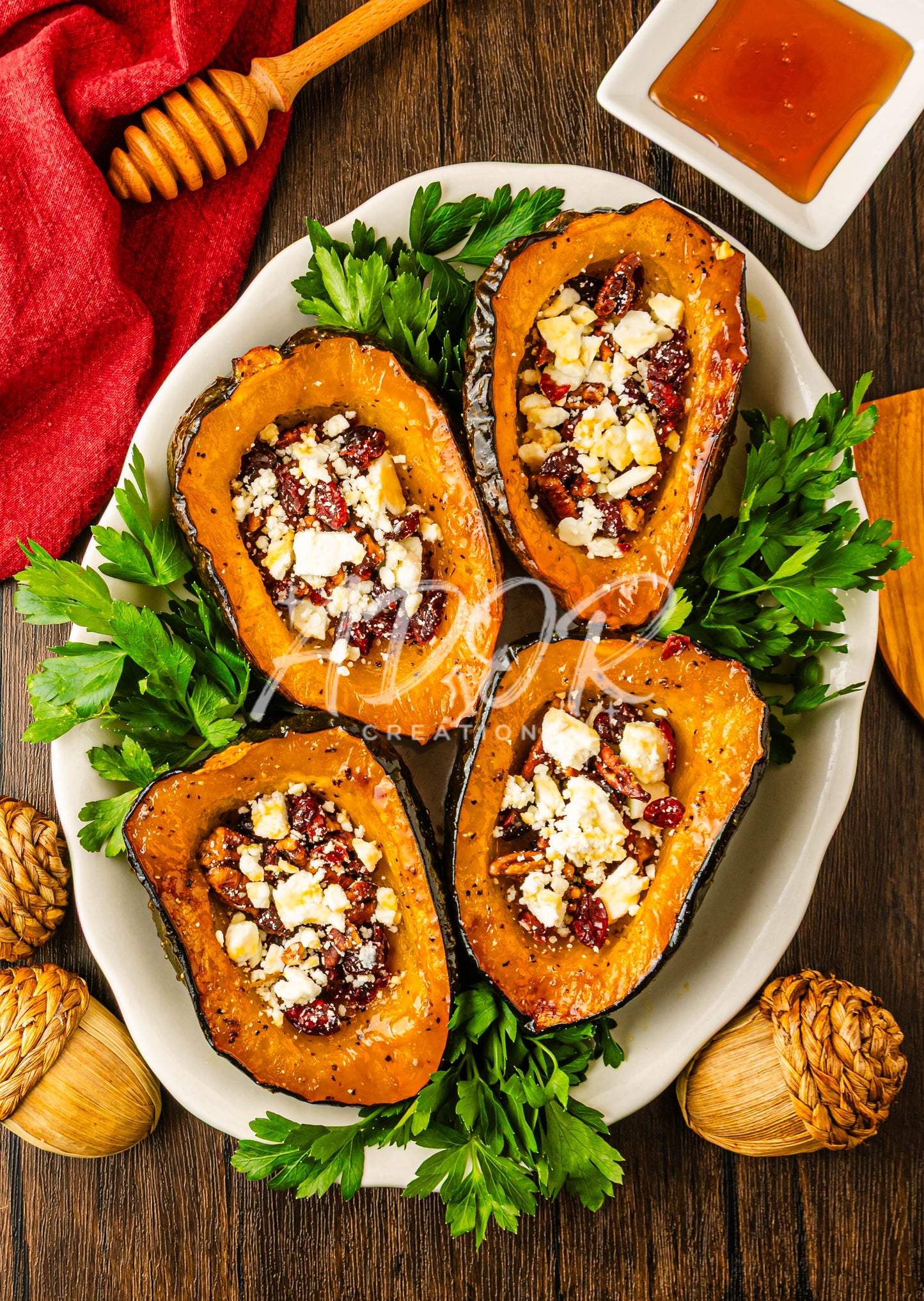 Hot Honey Feta Roasted Acorn Squash - EXCLUSIVE