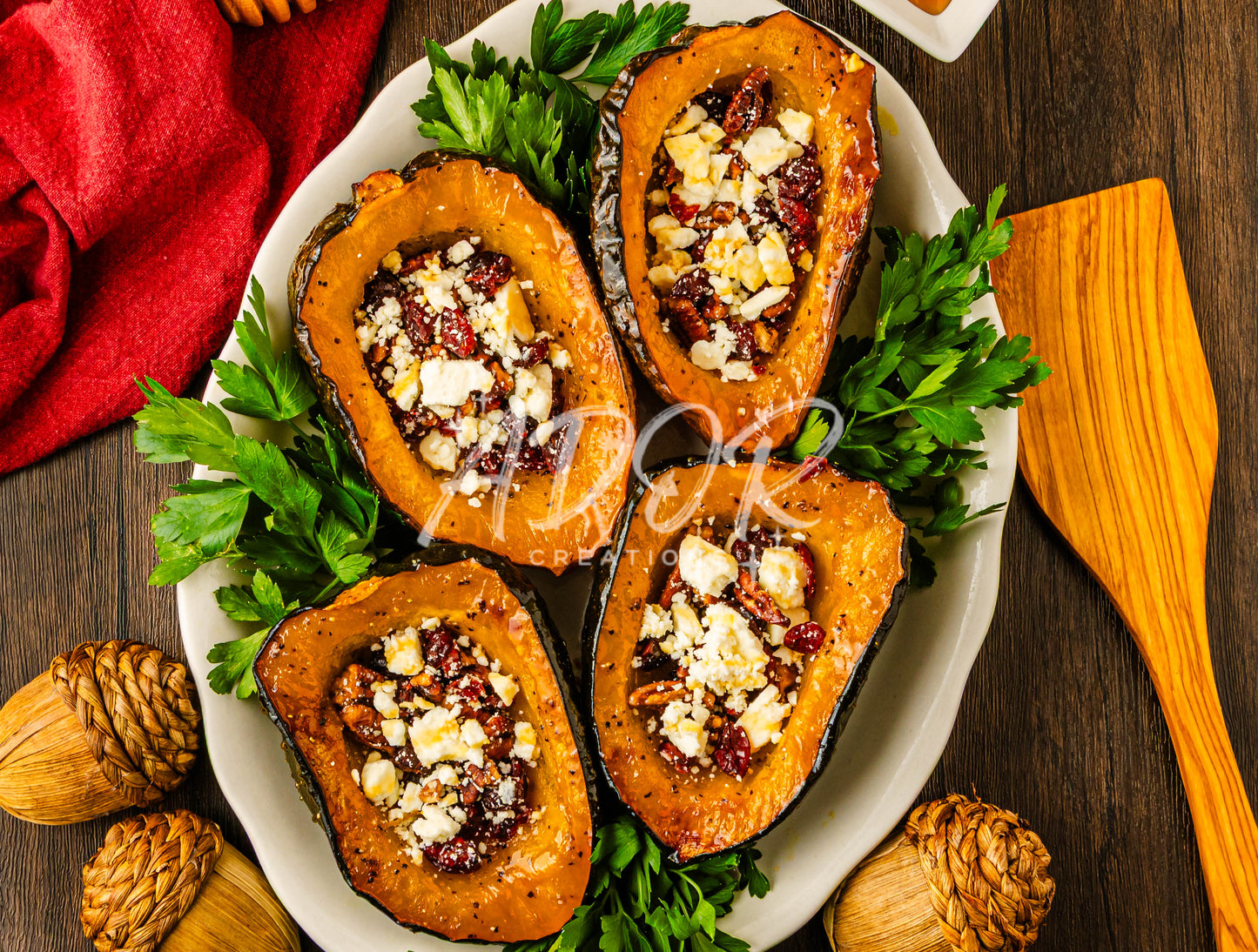 Hot Honey Feta Roasted Acorn Squash - EXCLUSIVE