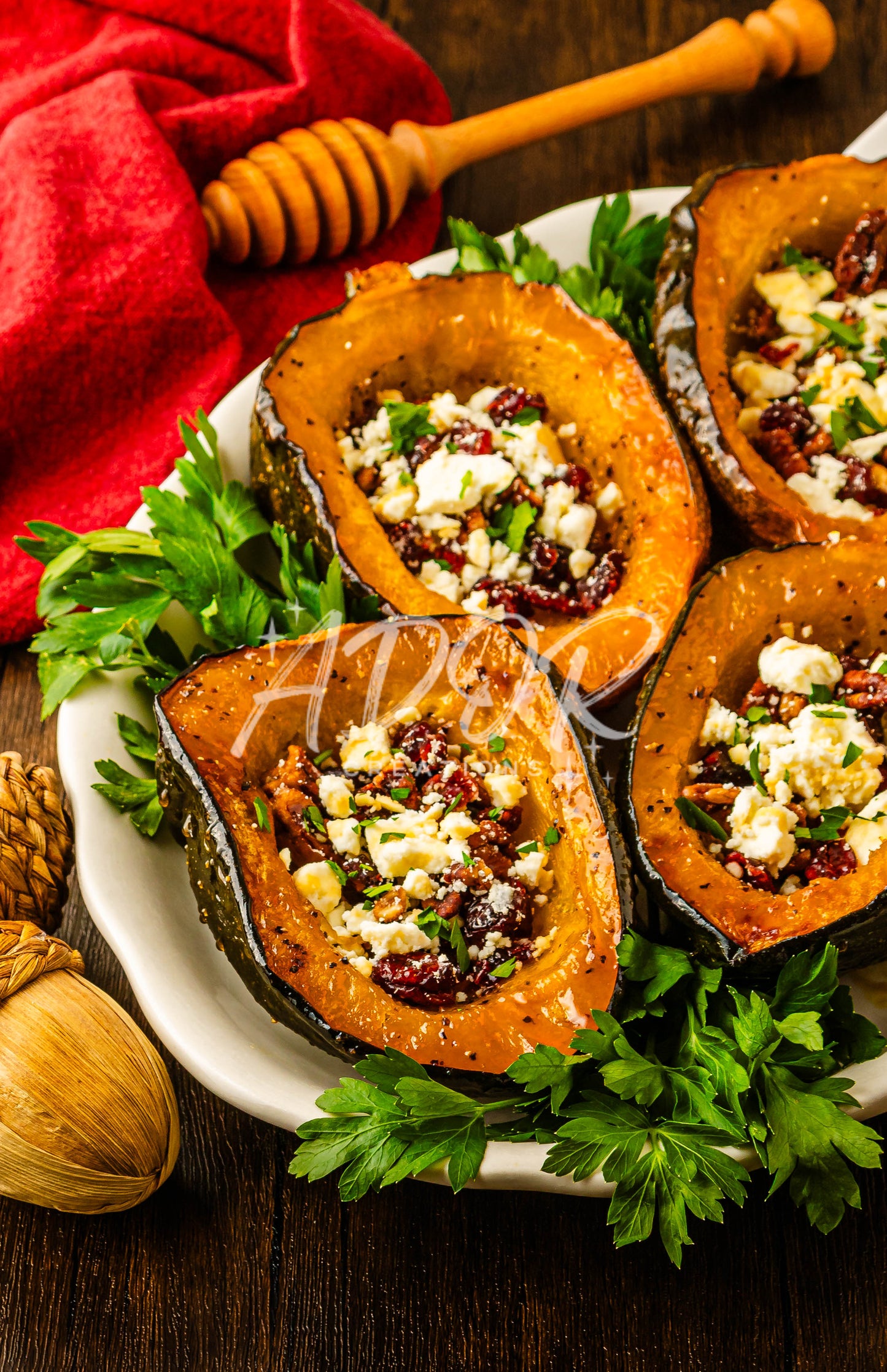 Hot Honey Feta Roasted Acorn Squash - EXCLUSIVE