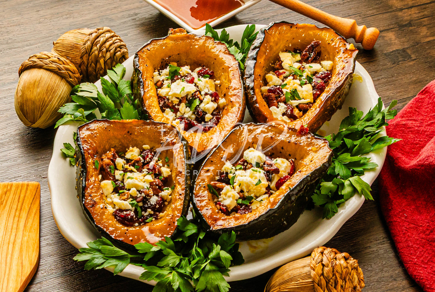 Hot Honey Feta Roasted Acorn Squash - EXCLUSIVE
